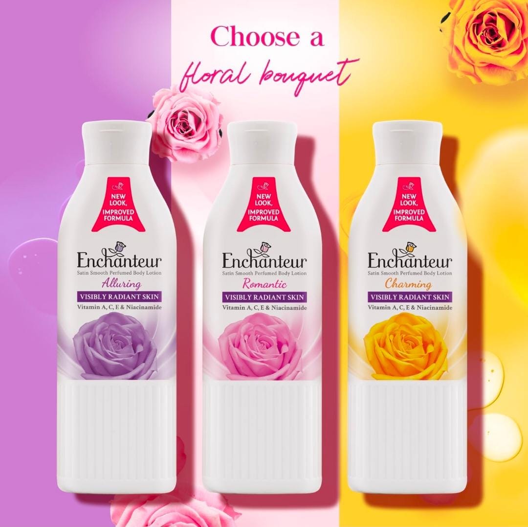 Enchanteur Romantic Perfumed Body Lotion with Aloe Vera & Olive Butter for Satin Smooth Skin| | Non-Greasy Formula| Water-Based Lotion| Floral French Fragrance | 250ml